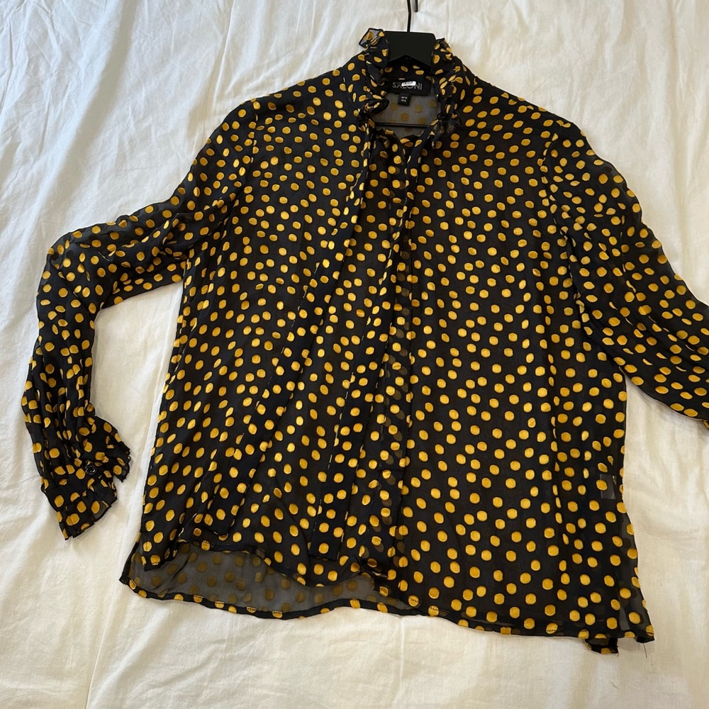 SALONI Black and Yellow Polka Dot Blouse - Picture 7 of 9